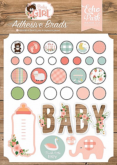 BABY GIRL ADHESIVE BRADS