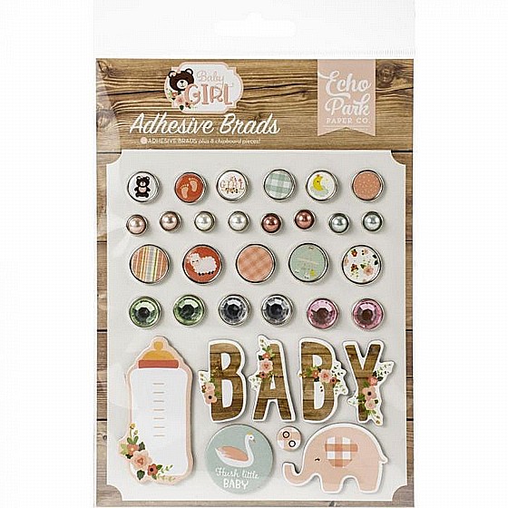 BABY GIRL ADHESIVE BRADS