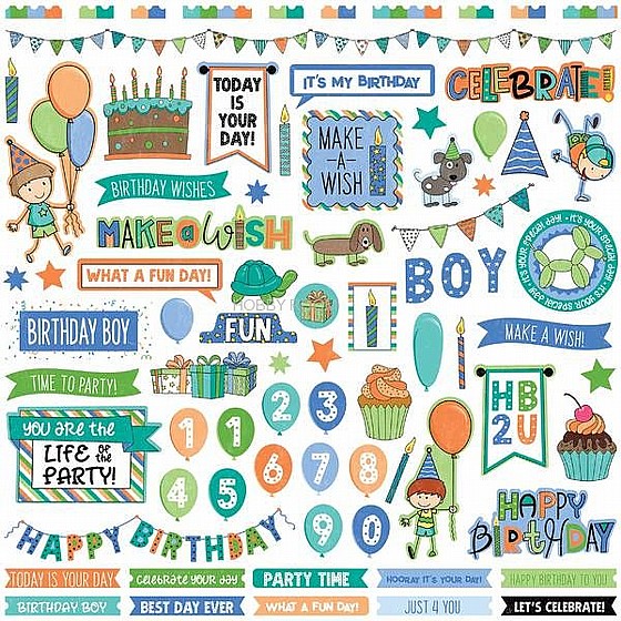 ������ ��� ����� - Birthday Boy Wishes Elements Stickers