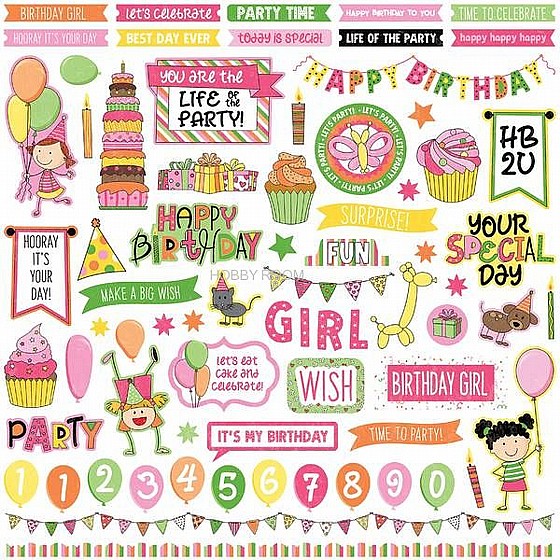 ������ ��� ����� - Birthday Girl Wishes Elements Stickers