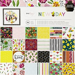 ��� ��� - Dear Lizzy New Day Paper Pad with Gold Foil - 12" x 12"