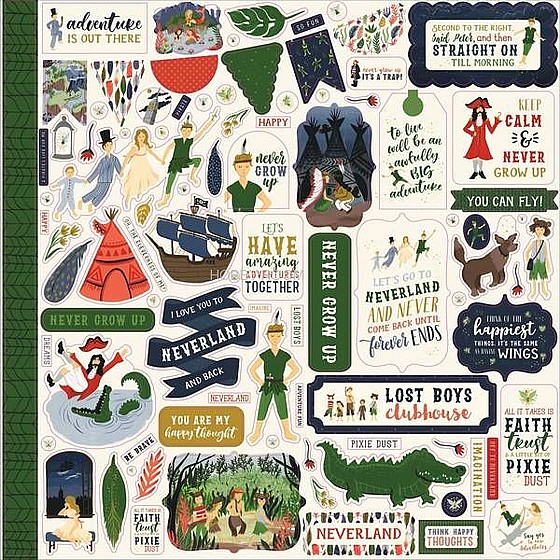 ��� ����� �� - Lost in Neverland Elements Cardstock Stickers