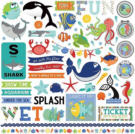 ������ ���� - Fish Tales Stickers 12"X12"-Elements