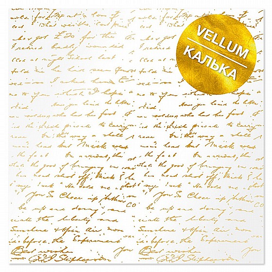 GOLD FOILED VELLUM SHEET GOLDEN TEXT 12"X12"