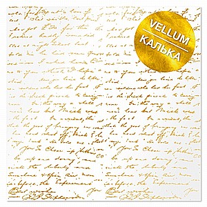 GOLD FOILED VELLUM SHEET GOLDEN TEXT 12"X12" GOLD FOILED VELLUM SHEET GOLDEN TEXT 12"X12"