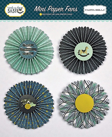 ROCK-A-BYE BABY BOY MINI PAPER FANS