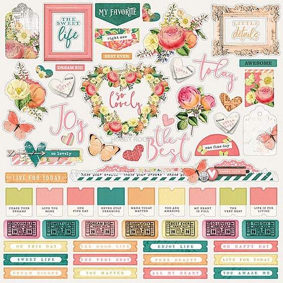 Simple Vintage Garden District Collection - 12 x 12 Cardstock Stickers - Combo
