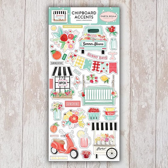 SUMMER MARKET 6X13 CHIPBOARD ACCENTS