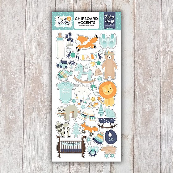 Hello Baby Boy Chipboard Accents