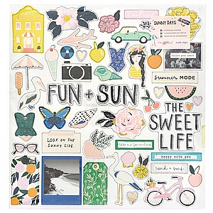 ימים שטופי שמש - Crate Paper - Sunny Days Collection - 12 x 12 Chipboard Stickers with Foil Accents ימים שטופי שמש - Crate Paper - Sunny Days Collection - 12 x 12 Chipboard Stickers with Foil Accents