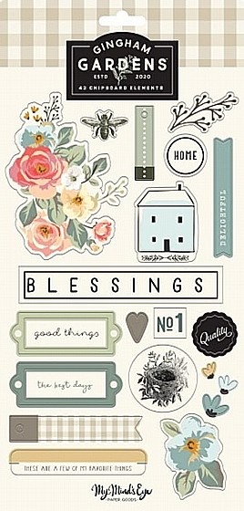GINGHAM GARDENS CHIPBOARD EMBELLISHMENTS