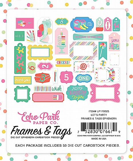 LETS PARTY FRAMES & TAGS EPHEMERA