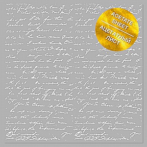 ACETATE GOLD FOILED SHEET WHITE TEXT 12"X12" ACETATE GOLD FOILED SHEET WHITE TEXT 12"X12"