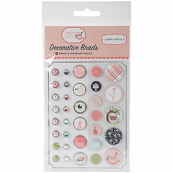 ROCK-A-BYE BABY GIRL DECORATIVE BRADS