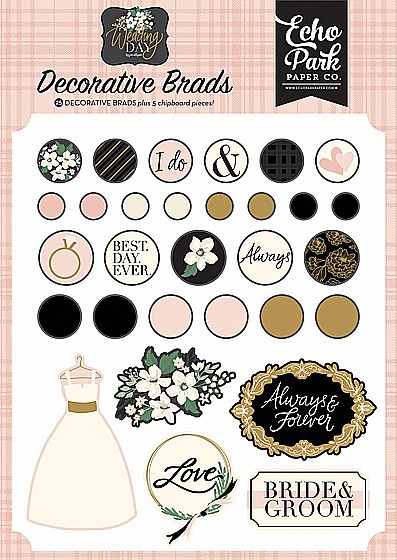 WEDDING DAY DECORATIVE BRADS