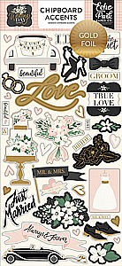 WEDDING DAY 6X13 CHIPBOARD ACCENTS - GOLD FOILED WEDDING DAY 6X13 CHIPBOARD ACCENTS - GOLD FOILED