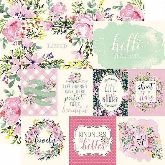 �� ����� ����� - Carta Bella Paper - Botanical Garden Collection - 12 x 12 Double Sided Paper - Daisy - Journaling Cards
