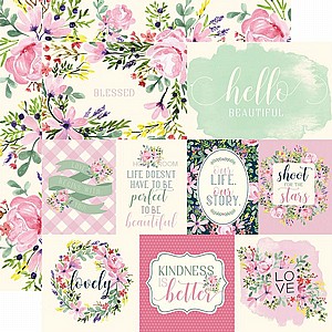 �� ����� ����� - Carta Bella Paper - Botanical Garden Collection - 12 x 12 Double Sided Paper - Daisy - Journaling Cards