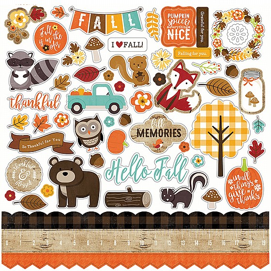 ���� ��� - Echo Park - A Perfect Autumn Collection - 12 x 12 Cardstock Stickers - Elements