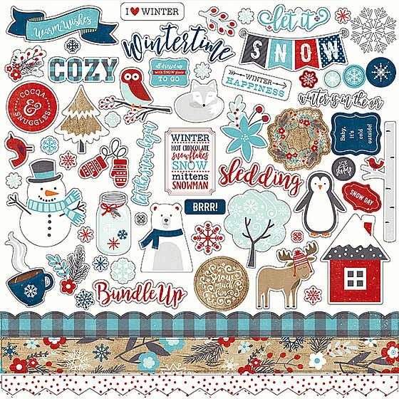 ���� ����� - A Perfect Winter Collection - 12 x 12 Cardstock Stickers - Elements
