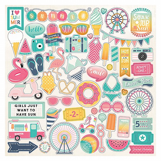 ���� ���� - Echo Park - Summer Dreams Collection - 12 x 12 Cardstock Stickers - Elements