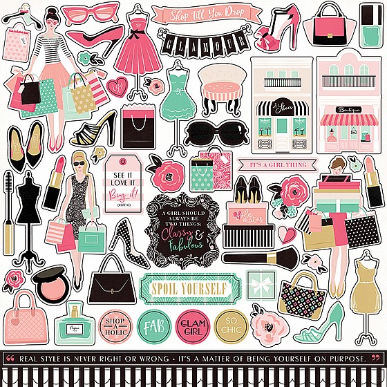 ������� ��� ��� - Echo Park - Fashionista Collection - 12 x 12 Cardstock Stickers - Elements
