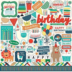 ��� ����� ����� - Echo Park - Happy Birthday Boy Collection - 12 x 12 Cardstock Stickers - Elements