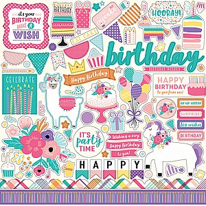 יום הולדת שמח ילדה - Echo Park - Happy Birthday Girl Collection - 12 x 12 Cardstock Stickers - Elements יום הולדת שמח ילדה - Echo Park - Happy Birthday Girl Collection - 12 x 12 Cardstock Stickers - Elements