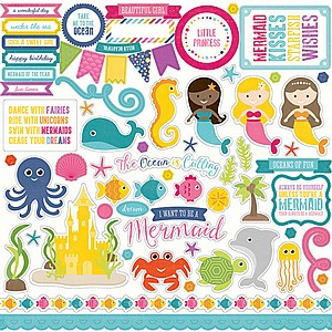 בואו נהיה בנות ים - Let's Be Mermaids Collection - 12 x 12 Cardstock Stickers - Elements בואו נהיה בנות ים - Let's Be Mermaids Collection - 12 x 12 Cardstock Stickers - Elements