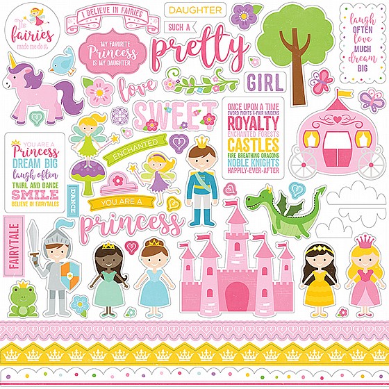 ������ ������� - Perfect Princess Collection - 12 x 12 Cardstock Stickers - Elements