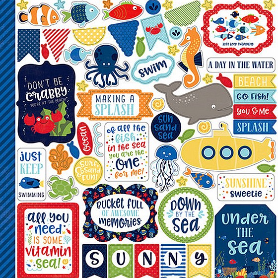 ����� ����� - Under the Sea Collection - 12 x 12 Cardstock Stickers - Elements