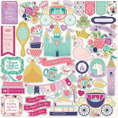 ��� ������ - Echo Park - Once Upon A Time Collection - Princess - 12 x 12 Cardstock Stickers