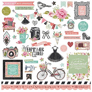 נערת וינטאג' - Photo Play Paper - Vintage Girl Collection - 12 x 12 Cardstock Stickers - Elements נערת וינטאג' - Photo Play Paper - Vintage Girl Collection - 12 x 12 Cardstock Stickers - Elements