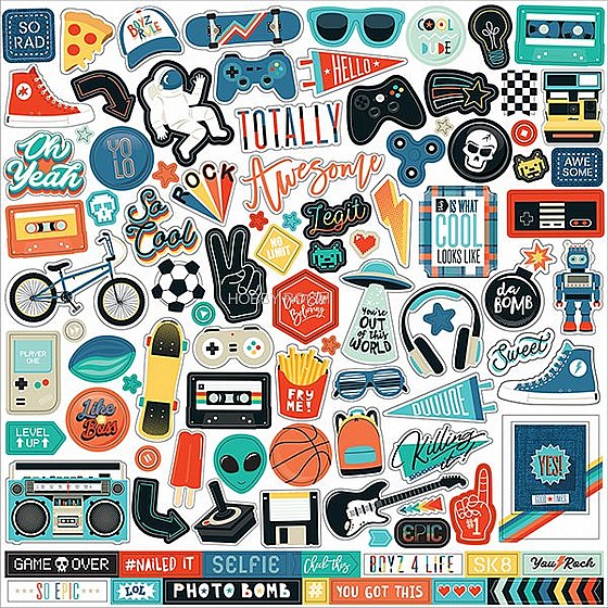 ��� ������, ������ ���� - Teen Spirit Boy Collection - 12 x 12 Cardstock Stickers