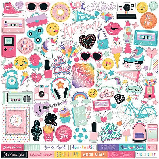 ��� ������ - ����� ������ �������� Teen Spirit Girl Collection - 12 x 12 Cardstock Stickers