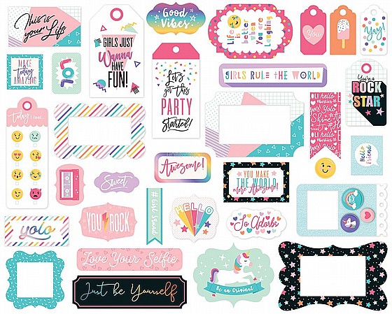 Echo Park Teen Spirit Girl Frames & Tags Ephemera Die Cut Cardstock Pieces SG184025